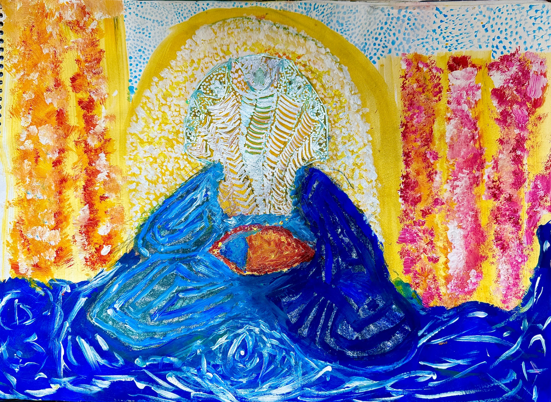 Samudhra Manthan, Mixed media on paper
